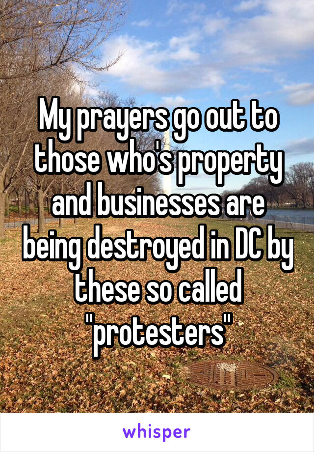 My prayers go out to those who's property and businesses are being destroyed in DC by these so called "protesters"