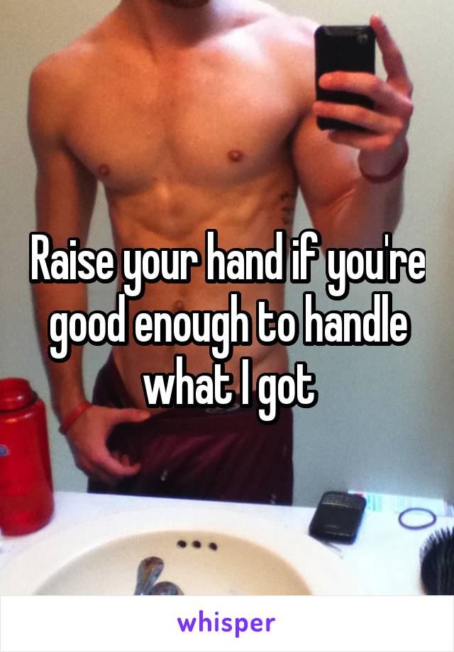 Raise your hand if you're good enough to handle what I got