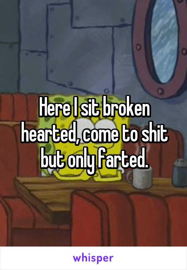 Here I sit broken hearted, come to shit but only farted.