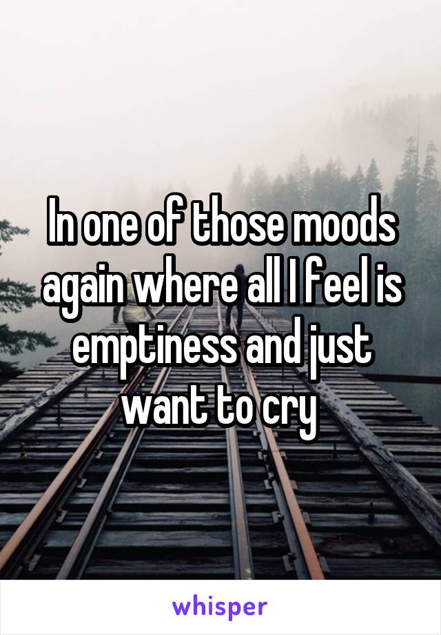 In one of those moods again where all I feel is emptiness and just want to cry 