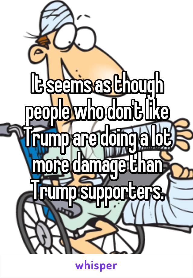 It seems as though people who don't like Trump are doing a lot more damage than Trump supporters.