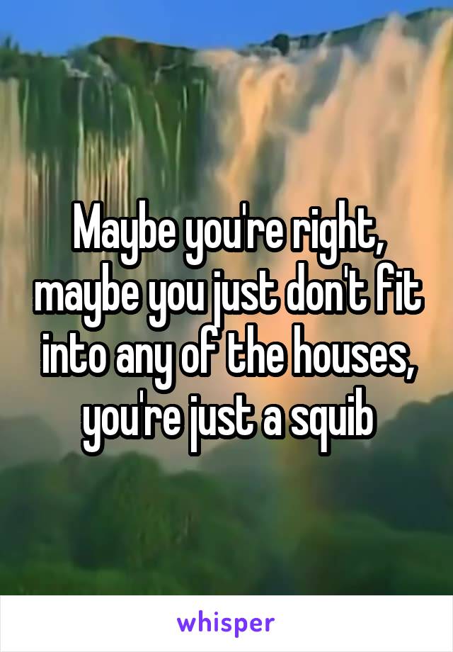 Maybe you're right, maybe you just don't fit into any of the houses, you're just a squib