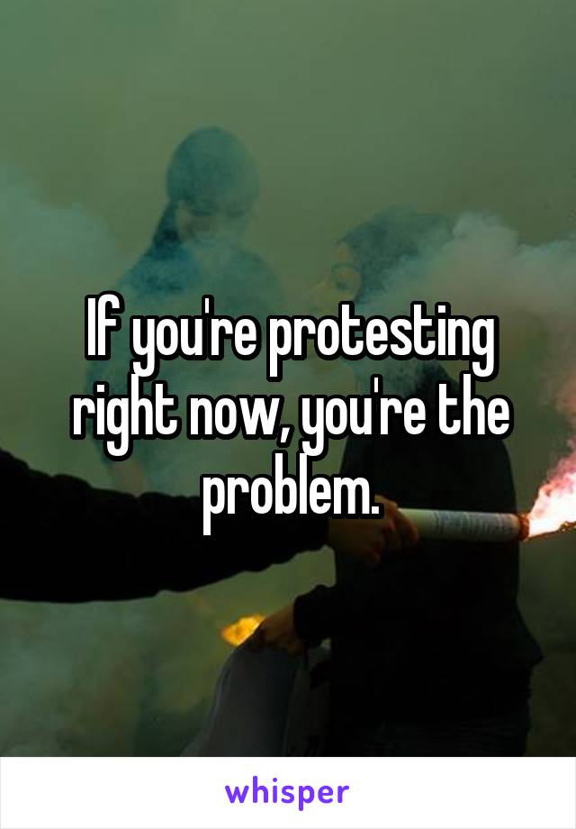If you're protesting right now, you're the problem.