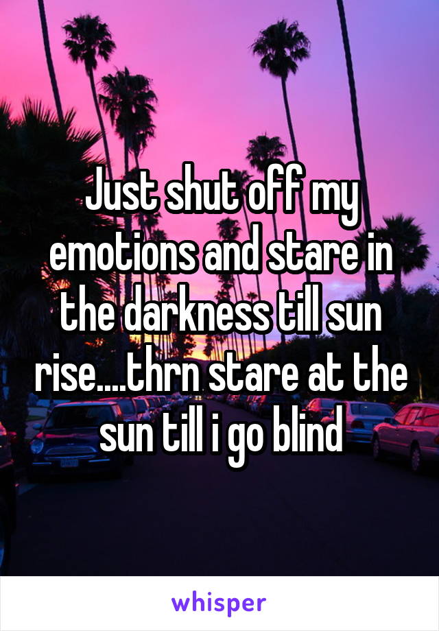 Just shut off my emotions and stare in the darkness till sun rise....thrn stare at the sun till i go blind