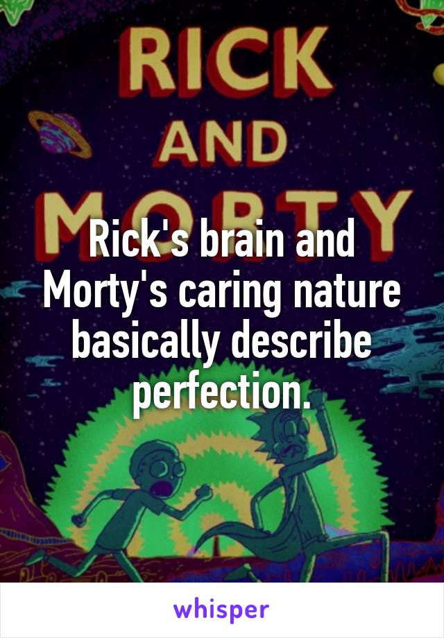 Rick's brain and Morty's caring nature basically describe perfection.