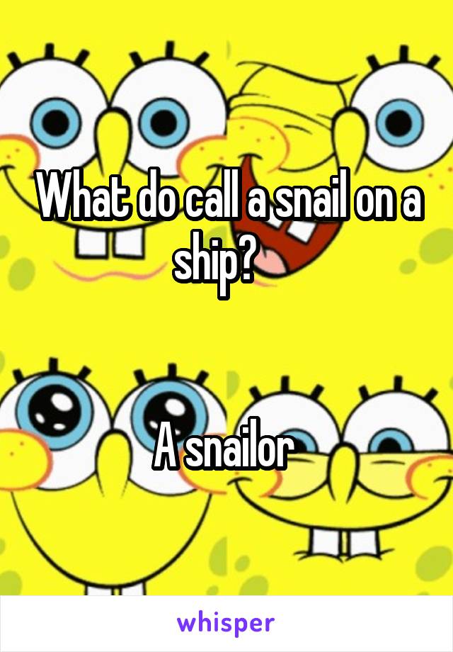 What do call a snail on a ship?   


A snailor 