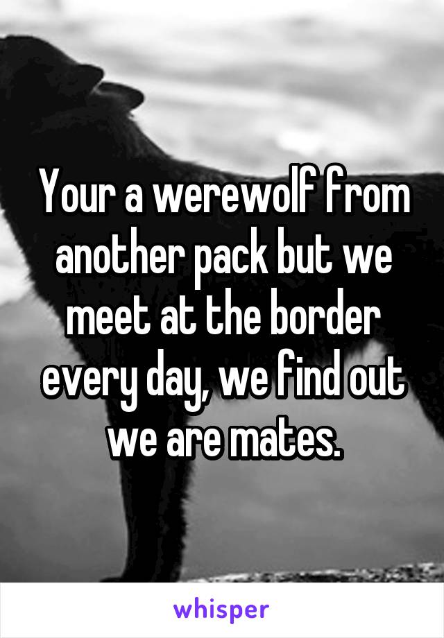 Your a werewolf from another pack but we meet at the border every day, we find out we are mates.