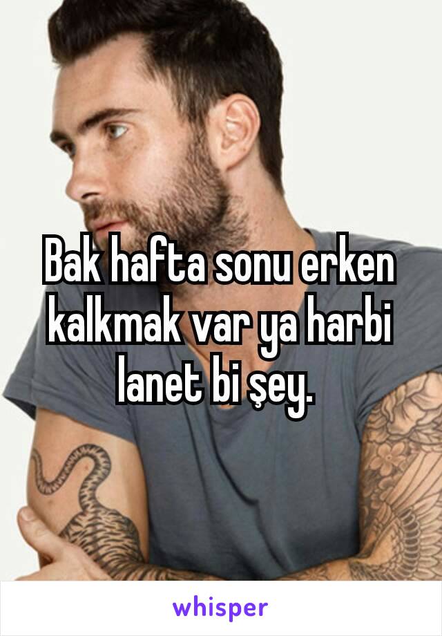 Bak hafta sonu erken kalkmak var ya harbi lanet bi şey. 