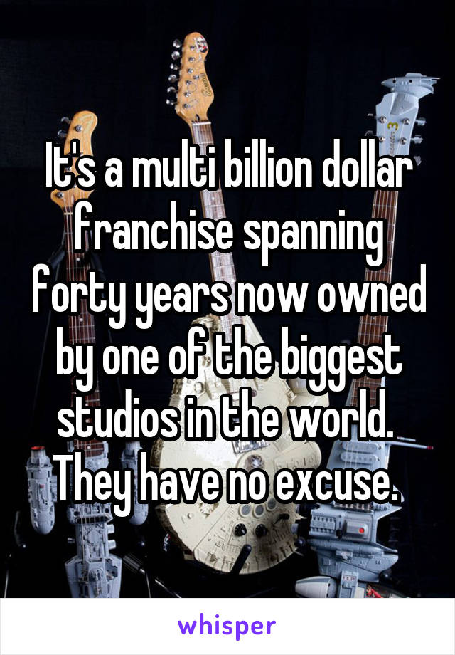 It's a multi billion dollar franchise spanning forty years now owned by one of the biggest studios in the world. 
They have no excuse. 