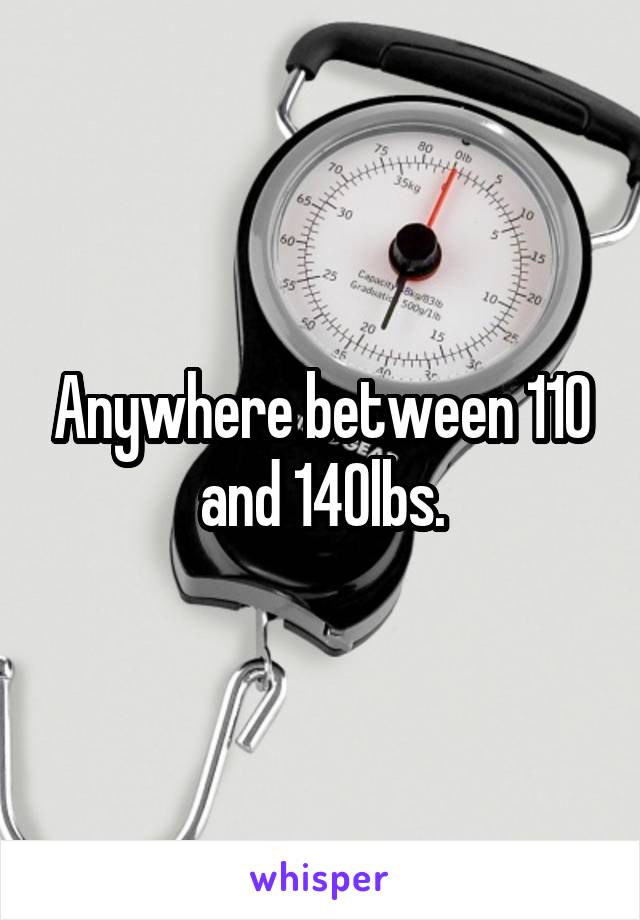 Anywhere between 110 and 140lbs.