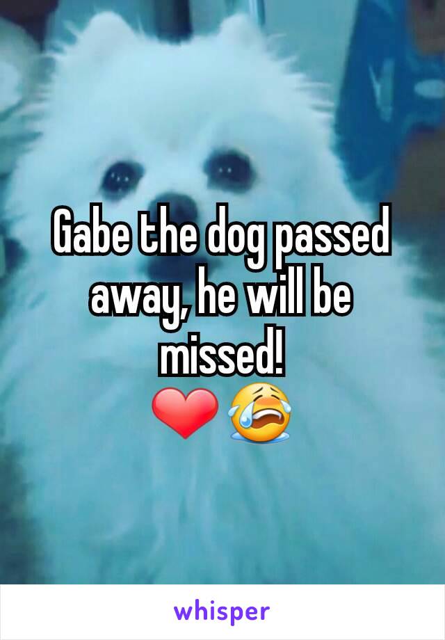 Gabe the dog passed away, he will be missed!
❤😭