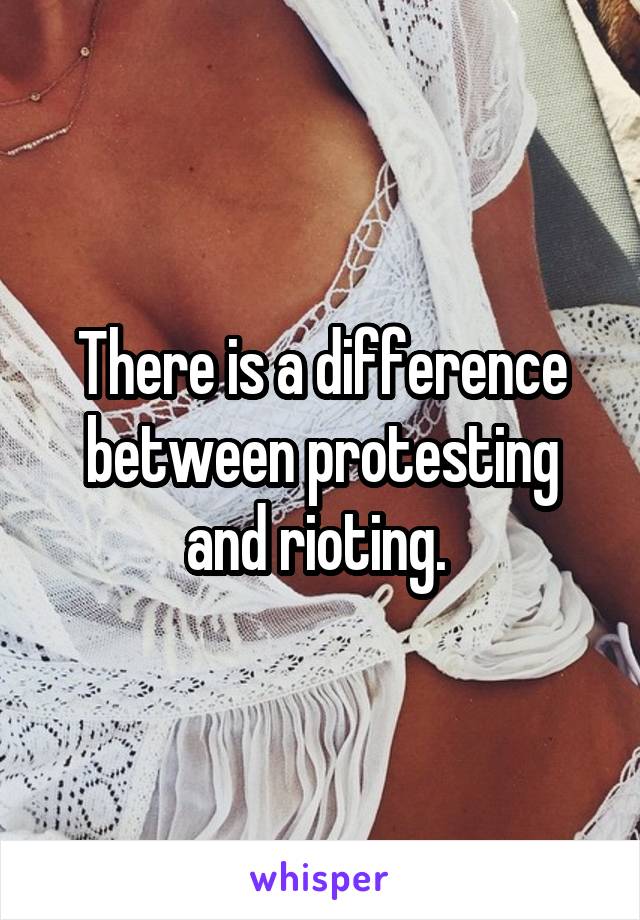 There is a difference between protesting and rioting. 