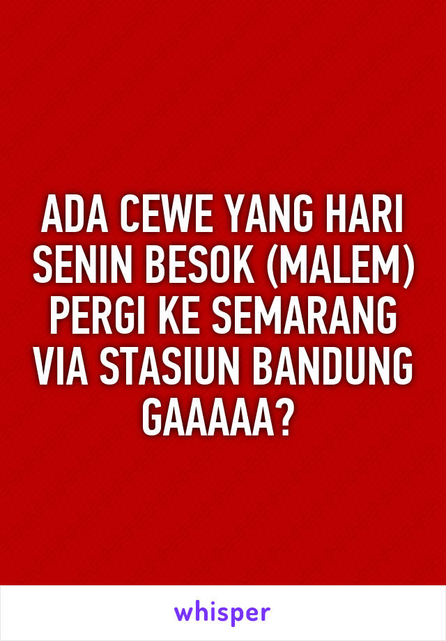 ADA CEWE YANG HARI SENIN BESOK (MALEM) PERGI KE SEMARANG VIA STASIUN BANDUNG GAAAAA? 