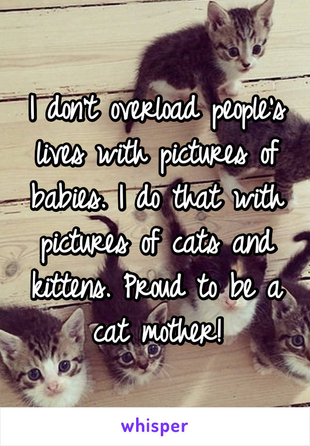 I don't overload people's lives with pictures of babies. I do that with pictures of cats and kittens. Proud to be a cat mother!