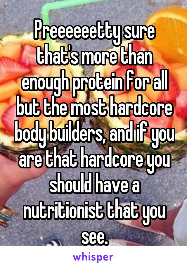 Preeeeeetty sure that's more than enough protein for all but the most hardcore body builders, and if you are that hardcore you should have a nutritionist that you see.