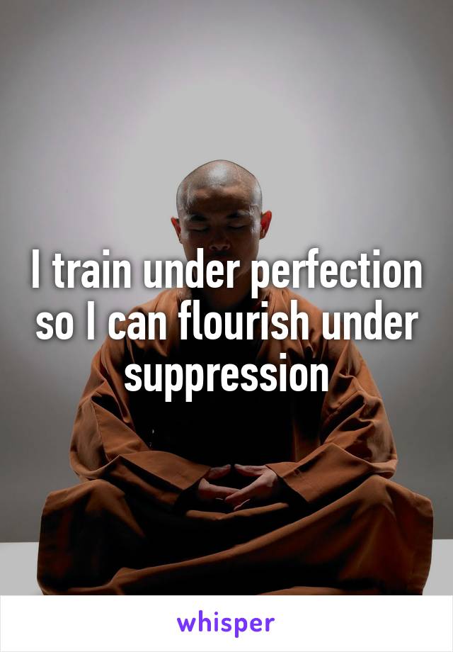 I train under perfection so I can flourish under suppression