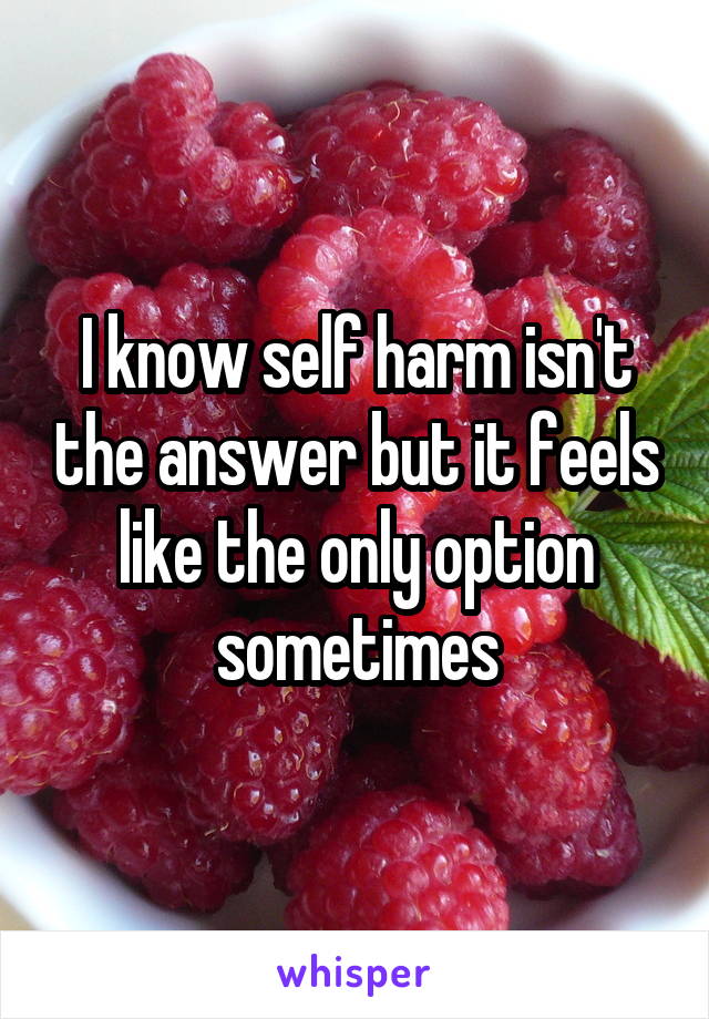 I know self harm isn't the answer but it feels like the only option sometimes