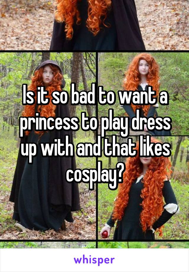 Is it so bad to want a princess to play dress up with and that likes cosplay?