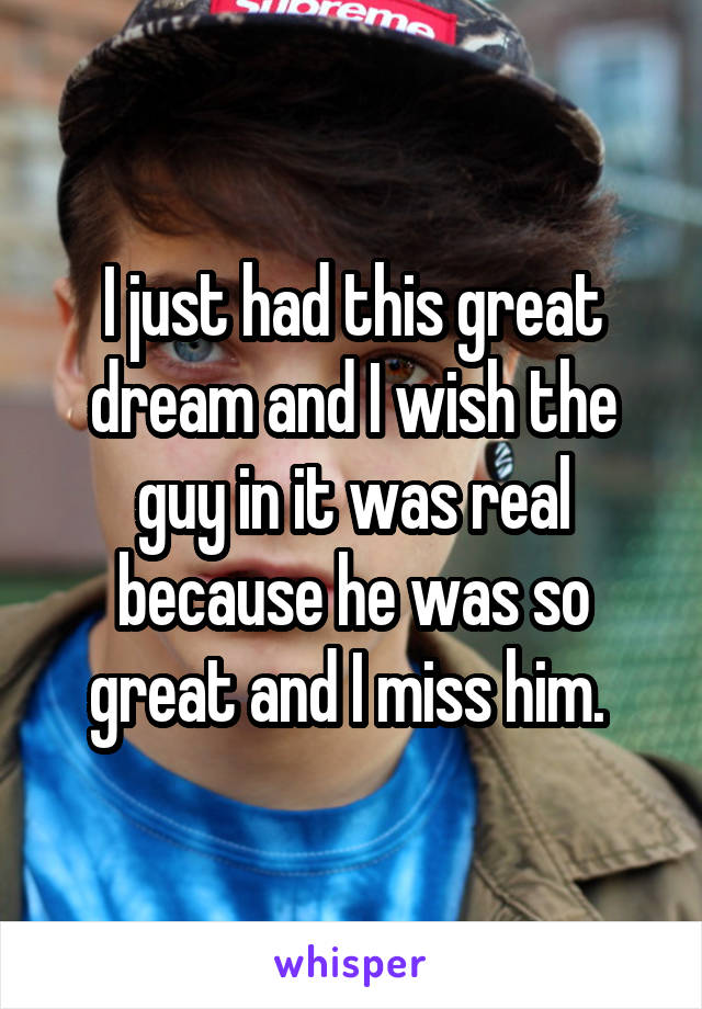 I just had this great dream and I wish the guy in it was real because he was so great and I miss him. 