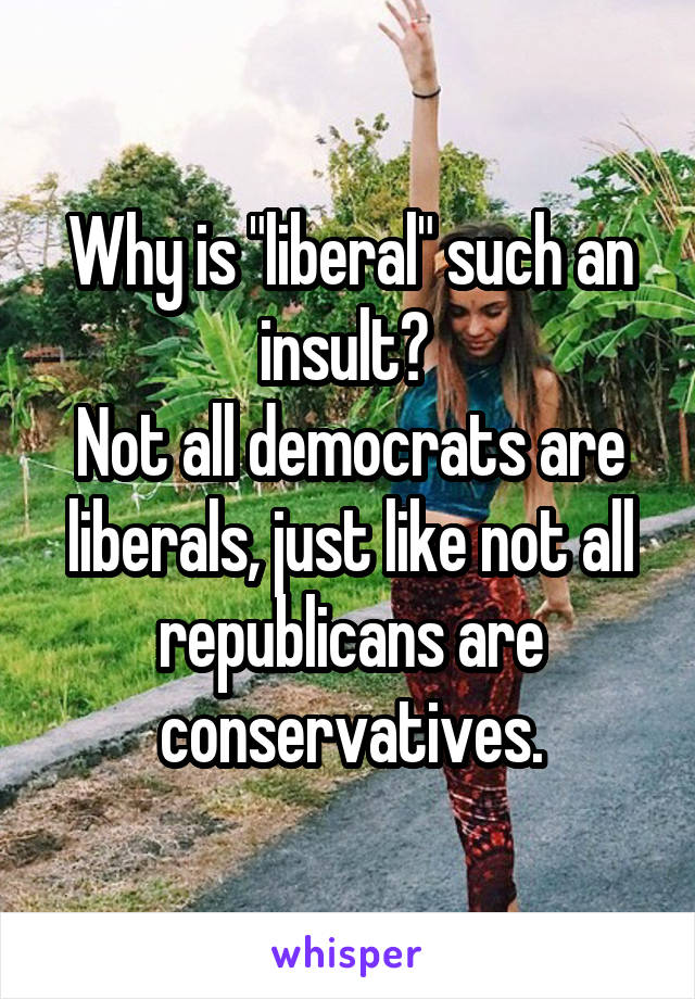 Why is "liberal" such an insult? 
Not all democrats are liberals, just like not all republicans are conservatives.