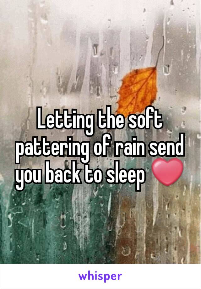 Letting the soft pattering of rain send you back to sleep ❤