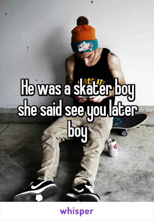 He was a skater boy she said see you later boy