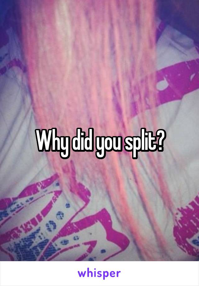 Why did you split?