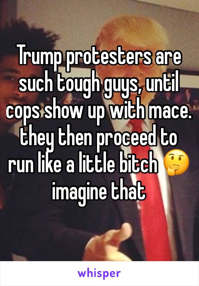 Trump protesters are such tough guys, until cops show up with mace. they then proceed to run like a little bitch 🤔 imagine that 