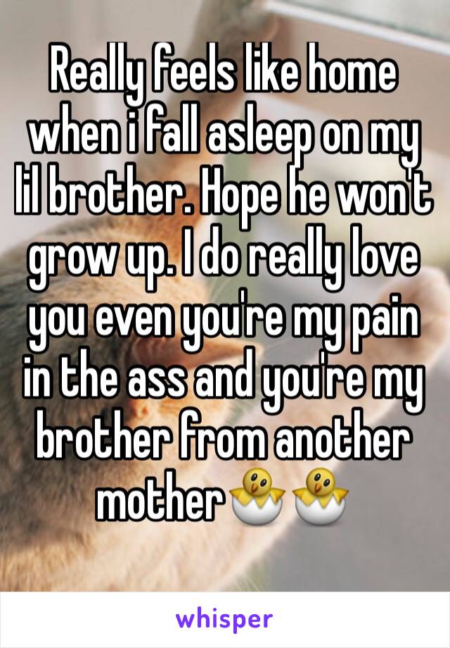 Really feels like home when i fall asleep on my lil brother. Hope he won't grow up. I do really love you even you're my pain in the ass and you're my brother from another mother🐣🐣