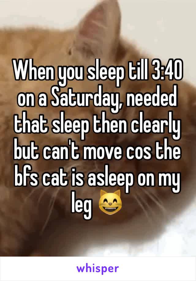 When you sleep till 3:40 on a Saturday, needed that sleep then clearly but can't move cos the bfs cat is asleep on my leg 😸