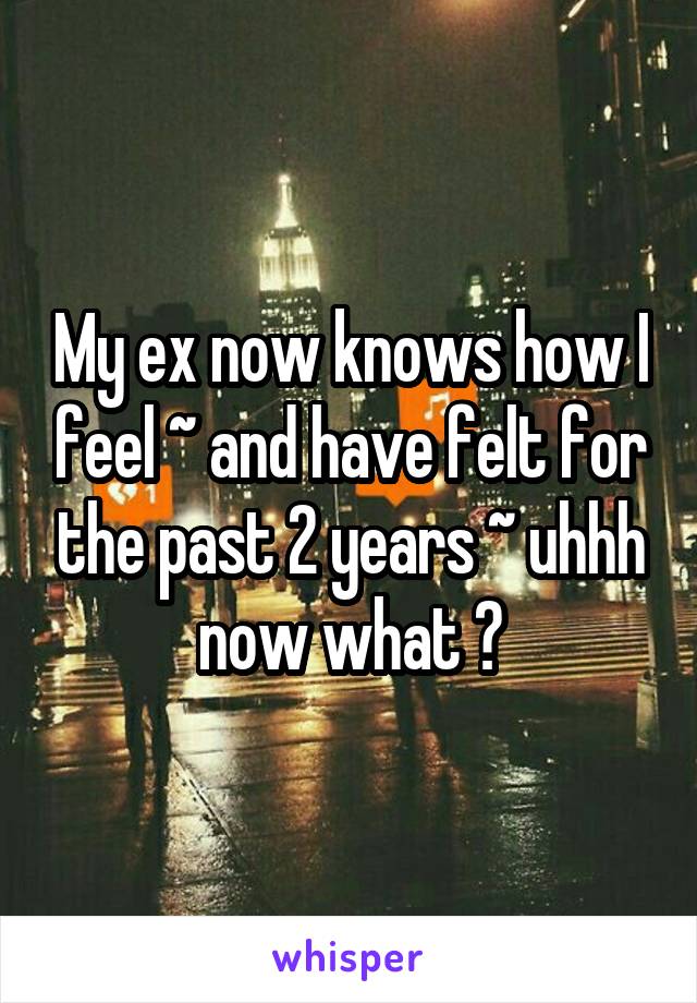 My ex now knows how I feel ~ and have felt for the past 2 years ~ uhhh now what ?