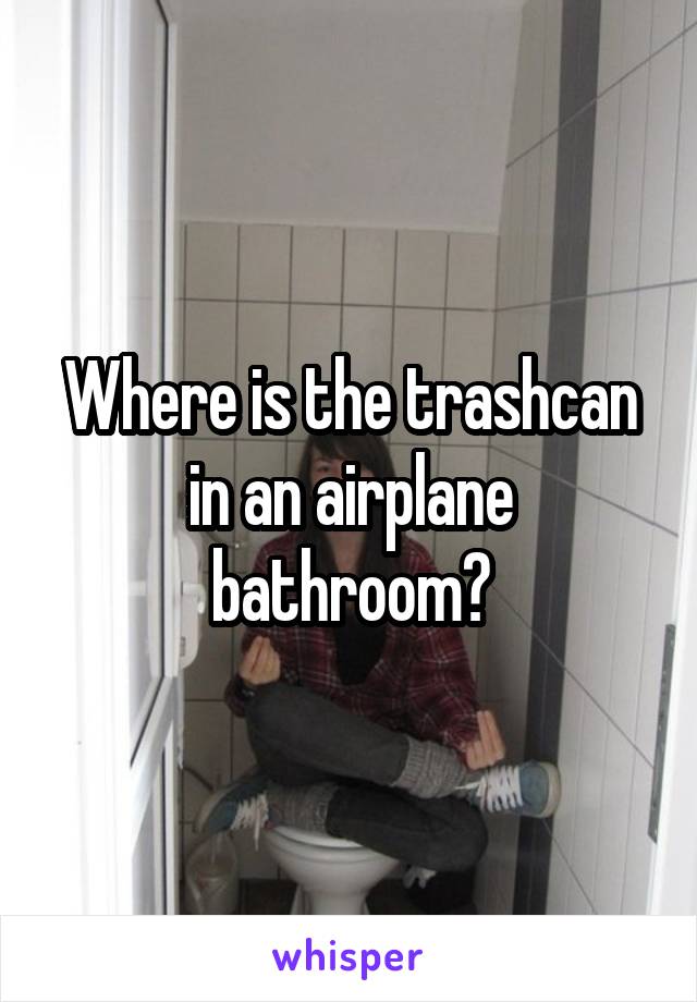 Where is the trashcan in an airplane bathroom?