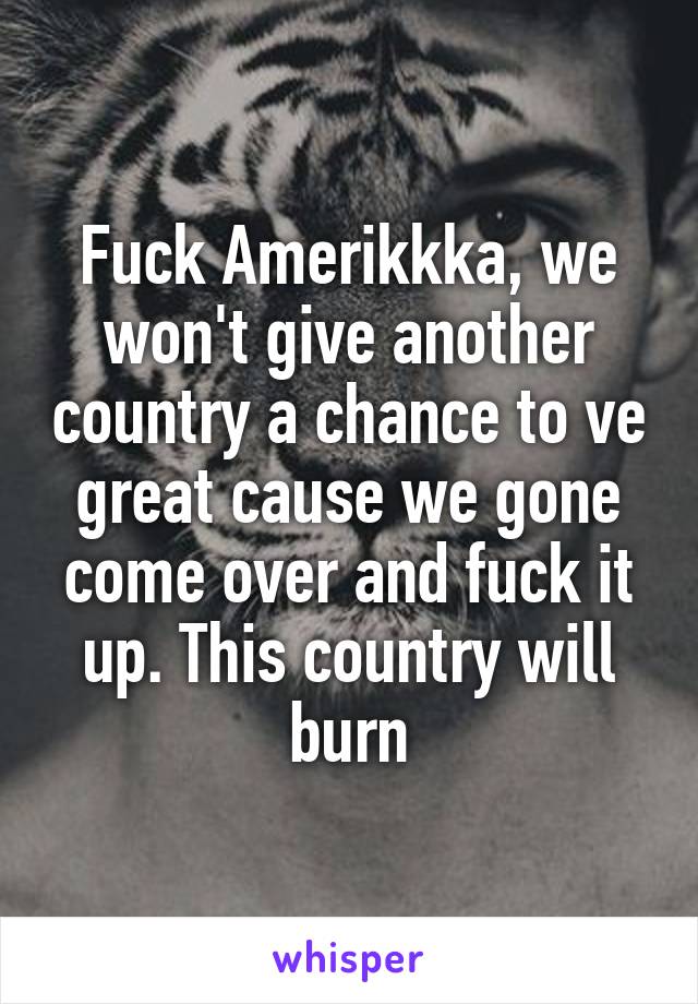 Fuck Amerikkka, we won't give another country a chance to ve great cause we gone come over and fuck it up. This country will burn