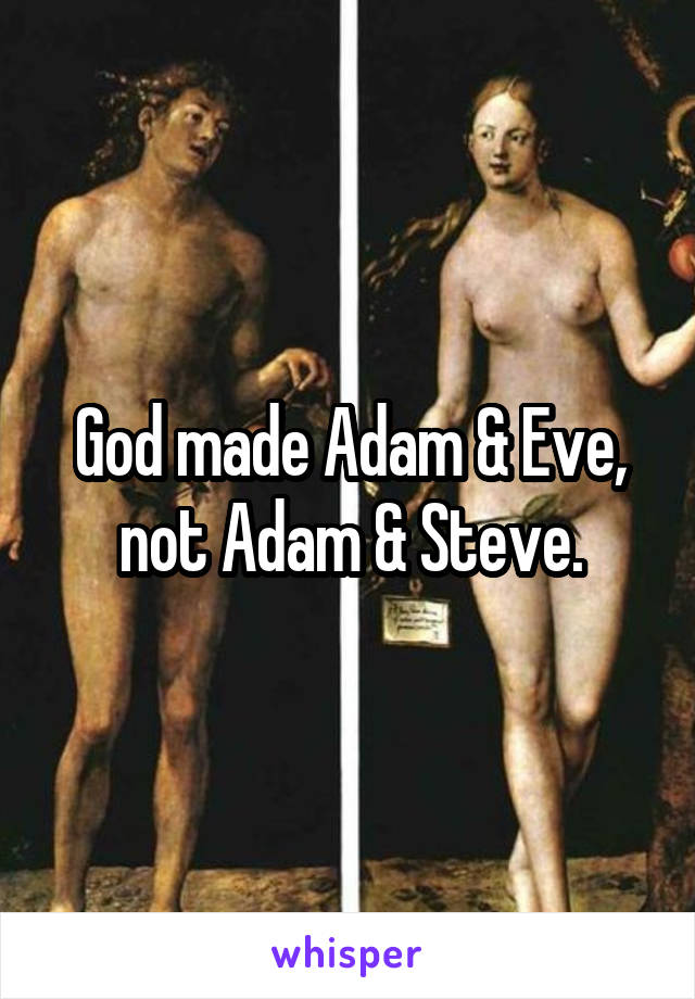 God made Adam & Eve, not Adam & Steve.