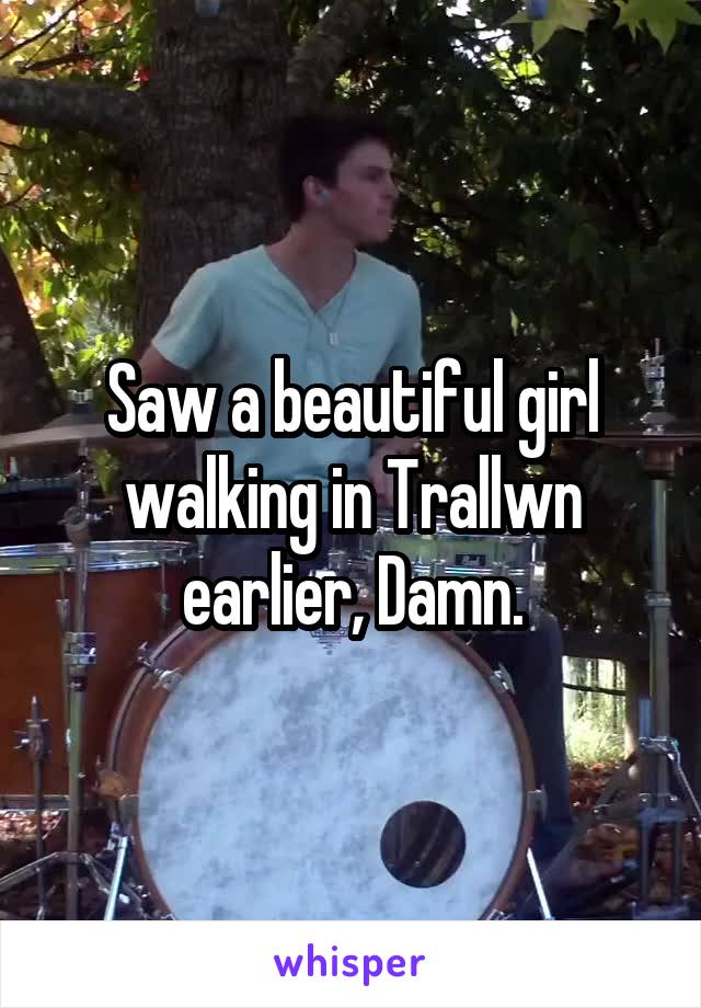 Saw a beautiful girl walking in Trallwn earlier, Damn.