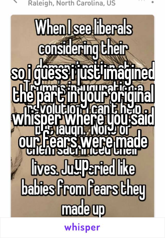 so i guess i just imagined the part in your original whisper where you said our fears were made up.