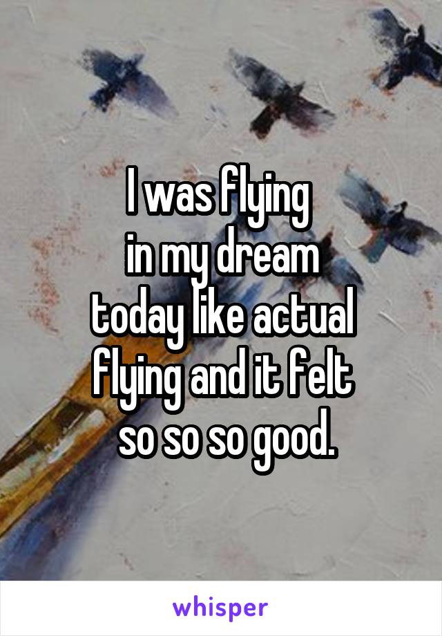 I was flying 
in my dream
 today like actual 
flying and it felt
 so so so good.