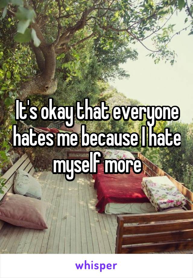 It's okay that everyone hates me because I hate myself more