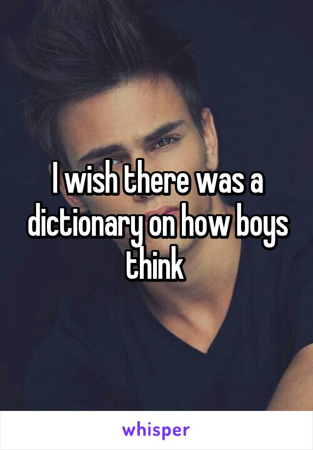 I wish there was a dictionary on how boys think 