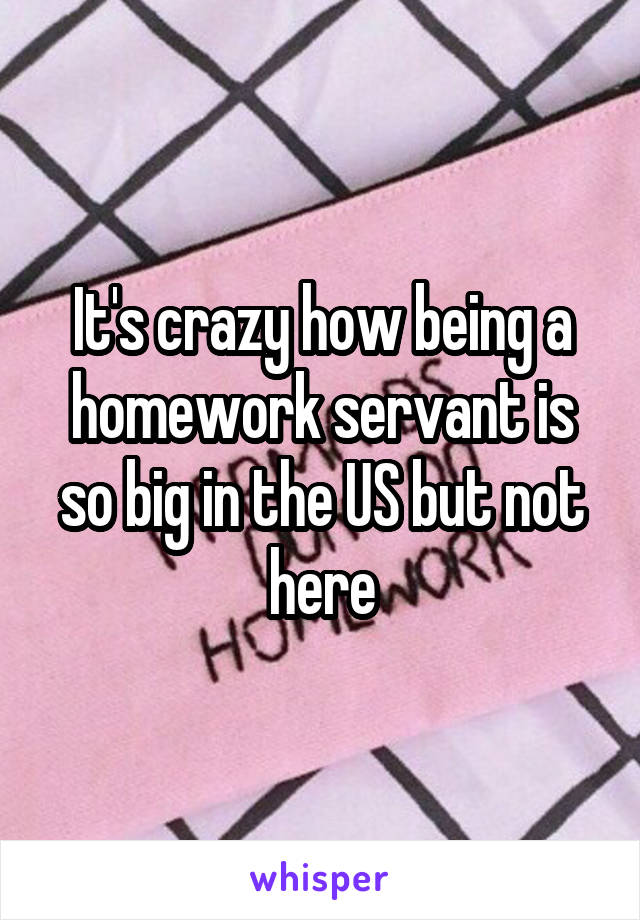 It's crazy how being a homework servant is so big in the US but not here