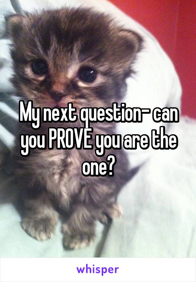 My next question- can you PROVE you are the one?