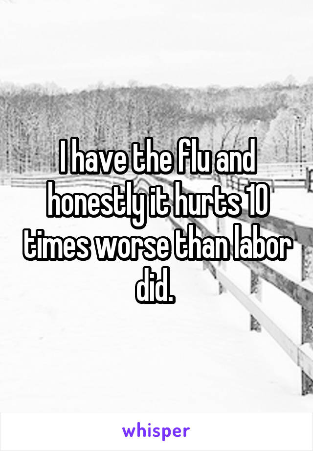 I have the flu and honestly it hurts 10 times worse than labor did. 