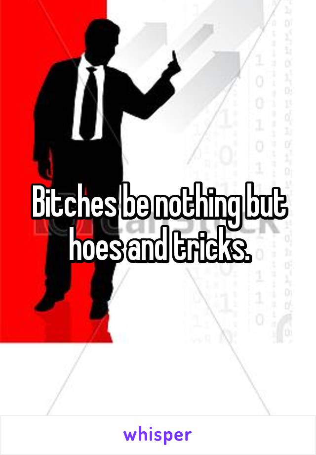 Bitches be nothing but hoes and tricks.