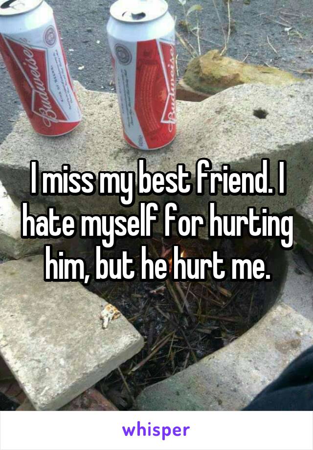 I miss my best friend. I hate myself for hurting him, but he hurt me.