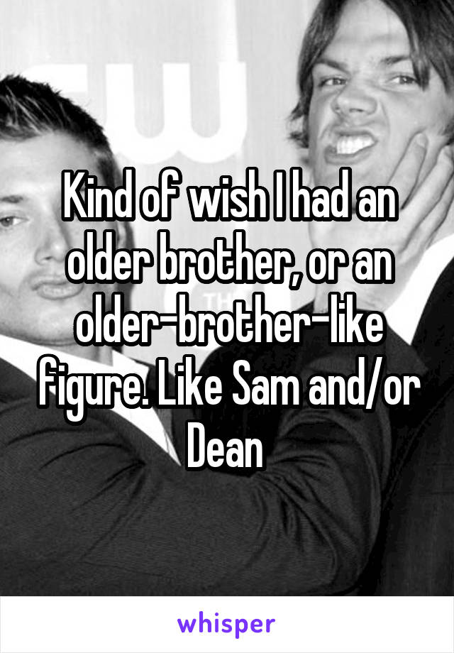 Kind of wish I had an older brother, or an older-brother-like figure. Like Sam and/or Dean 