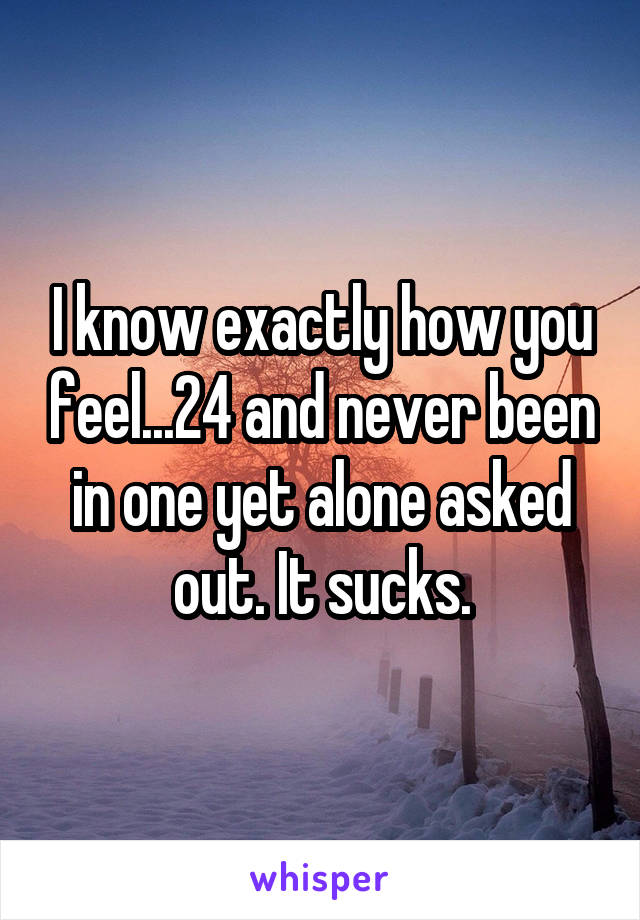 I know exactly how you feel...24 and never been in one yet alone asked out. It sucks.