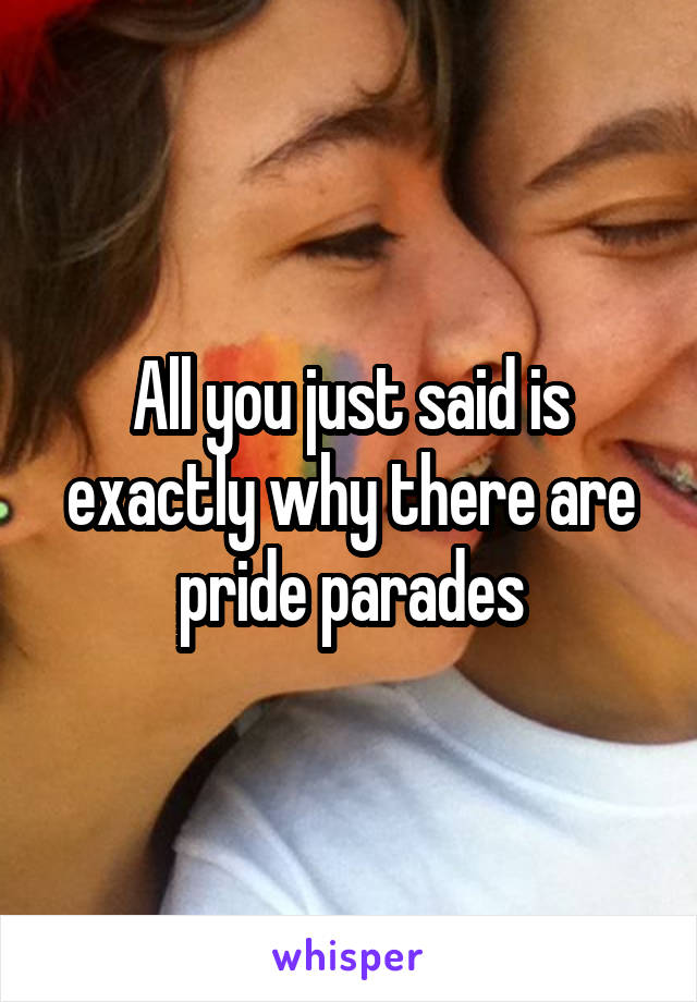 All you just said is exactly why there are pride parades