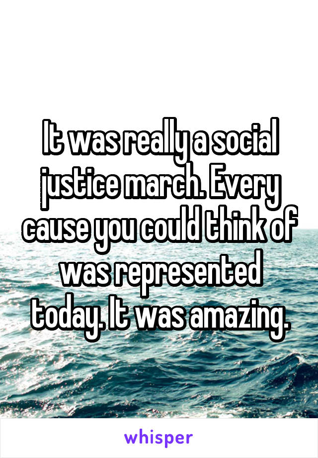 It was really a social justice march. Every cause you could think of was represented today. It was amazing.