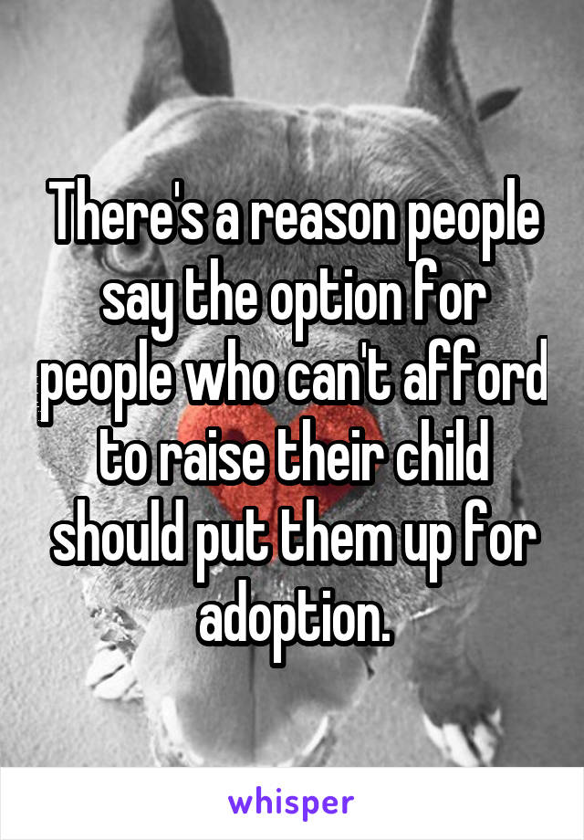 There's a reason people say the option for people who can't afford to raise their child should put them up for adoption.