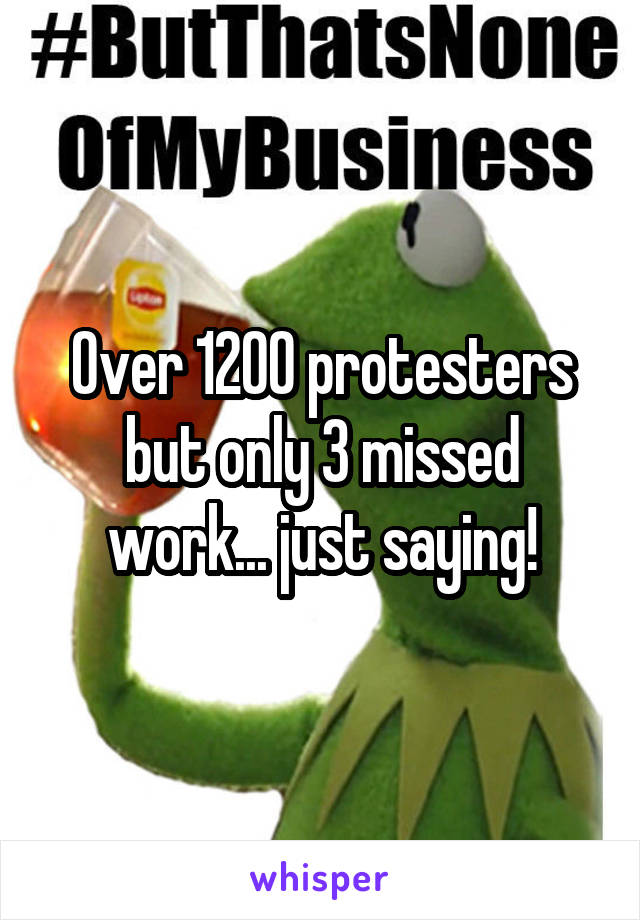 Over 1200 protesters but only 3 missed work... just saying!